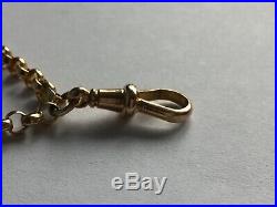Antique Victorian 9ct Gold Belcher Link Guard Or Muff Chain Necklace 57 30.1g