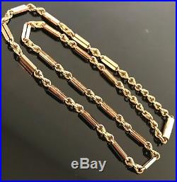Antique Victorian 9ct Gold Rope and Bar Link Chain Necklace 171/2 16.9g #129