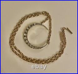 Antique Victorian Crescent Moon Necklace 9ct Gold Belcher Chain