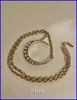 Antique Victorian Crescent Moon Necklace 9ct Gold Belcher Chain