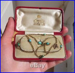 Antique Victorian Natural Turquoise & 9ct Gold Chain Necklace