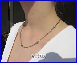 Antique Victorian Natural Turquoise & 9ct Gold Chain Necklace