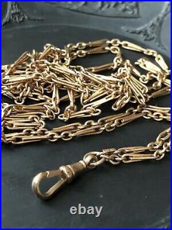 Antique Victorian fancy link long guard chain 9ct solid rose gold 23.8g 57 long