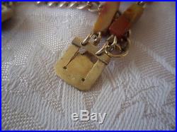 Antique Victorian vintage 9ct Gold old Scottish Agate Bracelet safety chain 9 ct