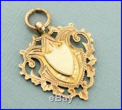 Antique Vintage 9ct Gold Engraved Albert Chain Fob Medal 1923