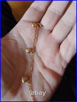 Beautiful 9 Ct 8 Inch Bracelet With Hearts Scrap Or Wear