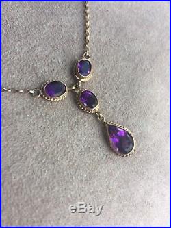Beautiful 9ct Gold Necklace with Amethyst Pendant, 16 Chain, 18 with Pendants