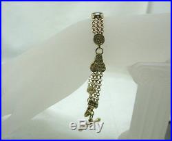 Beautiful Heavy 9ct Gold And Garnet Antique Style Albertina Bracelet