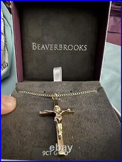 Beaverbrooks's 9ct solid gold crucifix & chain