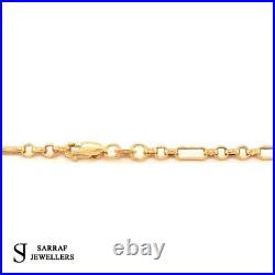 Belcher Figaro 9ct Yellow Gold Men's Ladies Chain Necklace 3.3mm Hallmarked