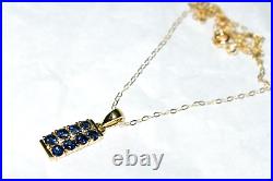 Blue Sapphire Gold Pendant & Diamonds 9ct Gold + 18 9ct Gold Chain #2 New -sale