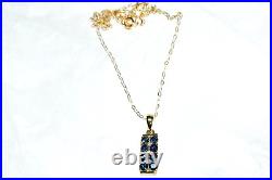 Blue Sapphire Gold Pendant & Diamonds 9ct Gold + 18 9ct Gold Chain #2 New -sale