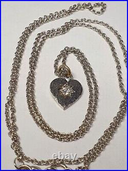 DAINTY 9ct 375 White Gold Diamond Starburst Solitare Pendant On Chain