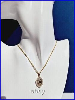 Diamond & Sapphire Pendant in 9ct Gold with Twist 9ct Chain