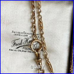 Edwardian 9ct/9k, 375 Gold fancy link chain, solid bolt ring & Dog clip fitting