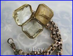Estate Victorian 9ct Gold Citrine gold thistle watch fob chain necklace locket
