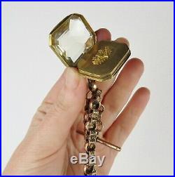 Estate Victorian 9ct Gold Citrine gold thistle watch fob chain necklace locket
