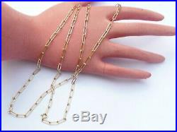 Fab Vintage 9ct Gold Trombone Long Chain Link 32 Muff Guard Necklace 12.4 Gram