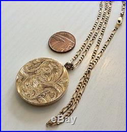 Fabulous Vintage Large Circular Solid 9CT Gold Locket on 9CT Gold Chain 18