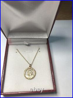 Fabulous Vintage Solid 9ct Gold 3D St Christopher On 18in Twist Chain Necklace