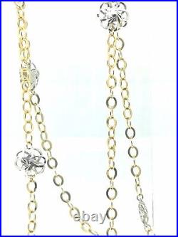 Fancy 9ct gold two tone necklace. Extra long 91.5cm