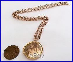Fantastic Quality Ladies Antique 9ct Gold Circular Locket & Fancy Rose 9ct Chain