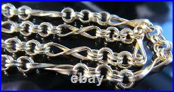 Fine fancy link 9ct gold 18 inch long chain necklace 5.2G