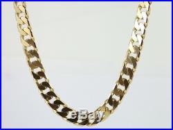 Flat Curb Chain Necklace 9ct Gold Gents Solid 375 Heavy Chunky 76.7g Cx70