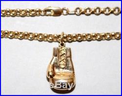 Fully Hallmarked 9ct Gold Belcher Chain & 9ct Gold Gem Set Boxing Glove Pendant