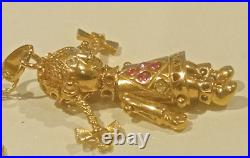 Fully Hallmarked 9ct Gold, Pink Topaz & CZ Articulated Doll Pendant & 18 Chain