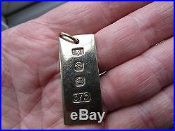 GENTS Wide HALF OUNCE 15.2 grms solid 9ct GOLD HALLMARK Pendant VGC