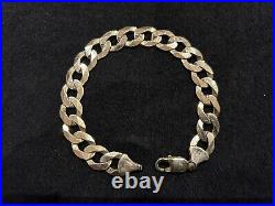 GENUINE SOLID 9CT GOLD MEN's CURB BRACELET 375 STAMPED