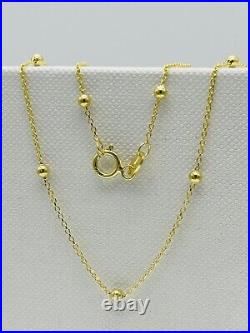 Genuine 9ct Yellow Gold 2mm Round Ball Bead Chain Necklace 16 18 20 22 24