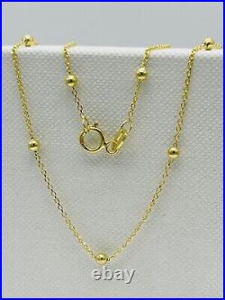 Genuine 9ct Yellow Gold 2mm Round Ball Bead Chain Necklace 16 18 20 22 24