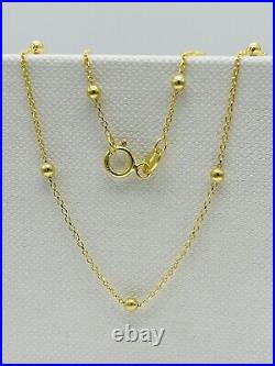 Genuine 9ct Yellow Gold 2mm Round Ball Bead Chain Necklace 16 18 20 22 24