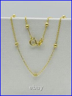 Genuine 9ct Yellow Gold 2mm Round Ball Bead Chain Necklace 16 18 20 22 24