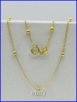 Genuine 9ct Yellow Gold 2mm Round Ball Bead Chain Necklace 16 18 20 22 24