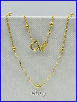 Genuine 9ct Yellow Gold 2mm Round Ball Bead Chain Necklace 16 18 20 22 24