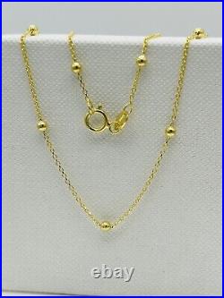 Genuine 9ct Yellow Gold 2mm Round Ball Bead Chain Necklace 16 18 20 22 24