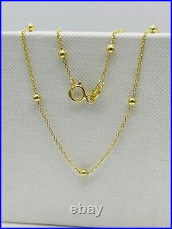 Genuine 9ct Yellow Gold 2mm Round Ball Bead Chain Necklace 16 18 20 22 24