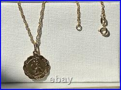 Genuine Gold St Christopher Pendant&Necklace 9ct Yellow Gold New 18 inch