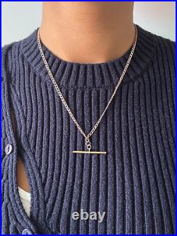 Gold 9ct 9k Figaro Chain Necklace with T-Bar 19 4g