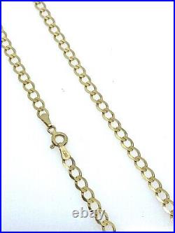 Gold Curb Chain 9ct Yellow Gold Long Chain 20 Inch 3mm Wide Mens Solid Gold