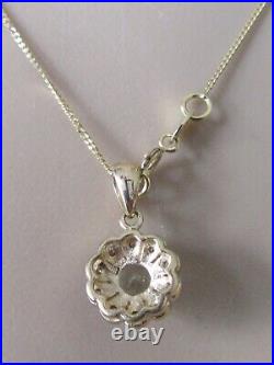 Gold Diamond Necklace 9ct Gold Aquamarine Diamond Cluster Pendant & Gold Chain