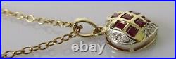 Gold Diamond Necklace 9ct Gold Ruby Diamond Heart Pendant & 9ct Gold Chain