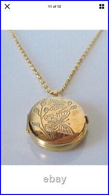 Gold Locket Necklace 9ct Yellow Gold Floral Pattern Oval Locket & Gold Chain