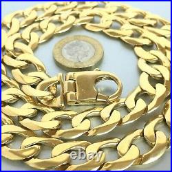 HEAVY 9ct GOLD CURB CHAIN MEN'S SOLID NECKLACE 112.6g 22 1/2