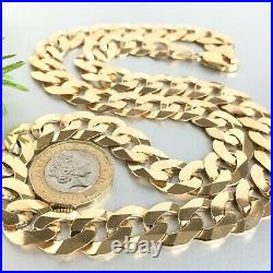 HEAVY 9ct GOLD CURB CHAIN MEN'S SOLID NECKLACE 77.3g 22 1/4