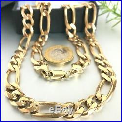 HEAVY 9ct GOLD FIGARO CHAIN NECKLACE 22 SOLID MEN'S 70.4g