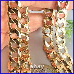 HEAVY 9ct SOLID GOLD CURB CHAIN 23 1/4 MEN'S 87.7g (2.81toz) GORGEOUS